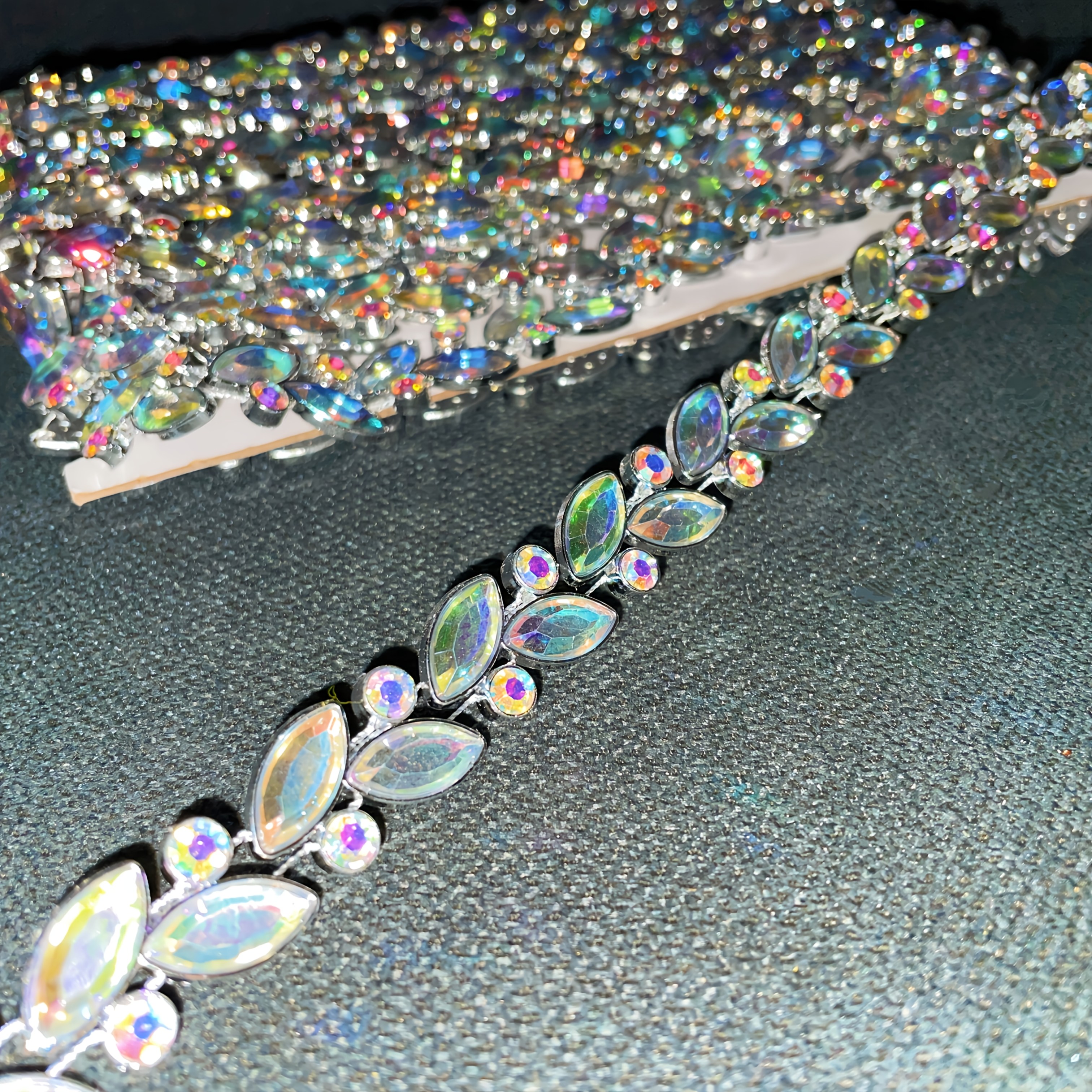 AB Luxurious Iridescent Crystal Rhinestone Chain, 100cm/149cm/225cm